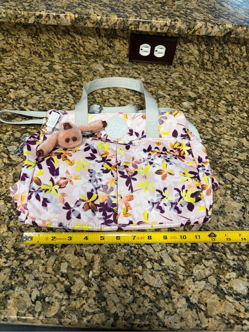 Kipling Floral Shoulder Bag in Pink, Yellow, Purple - Picture 12 of 12